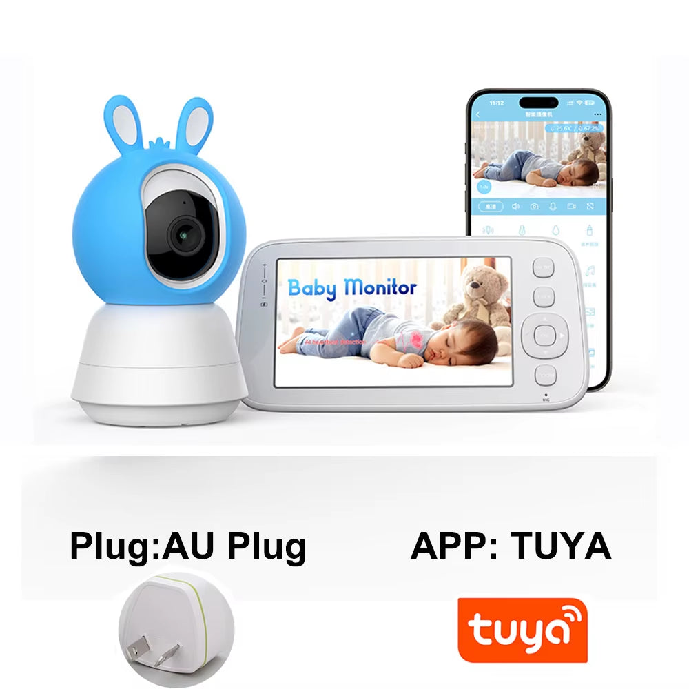 Ultimate 2K 4MP Smart Baby Monitor - 5-Inch Portable Display, APP Control, Cry Detection & Night Vision!