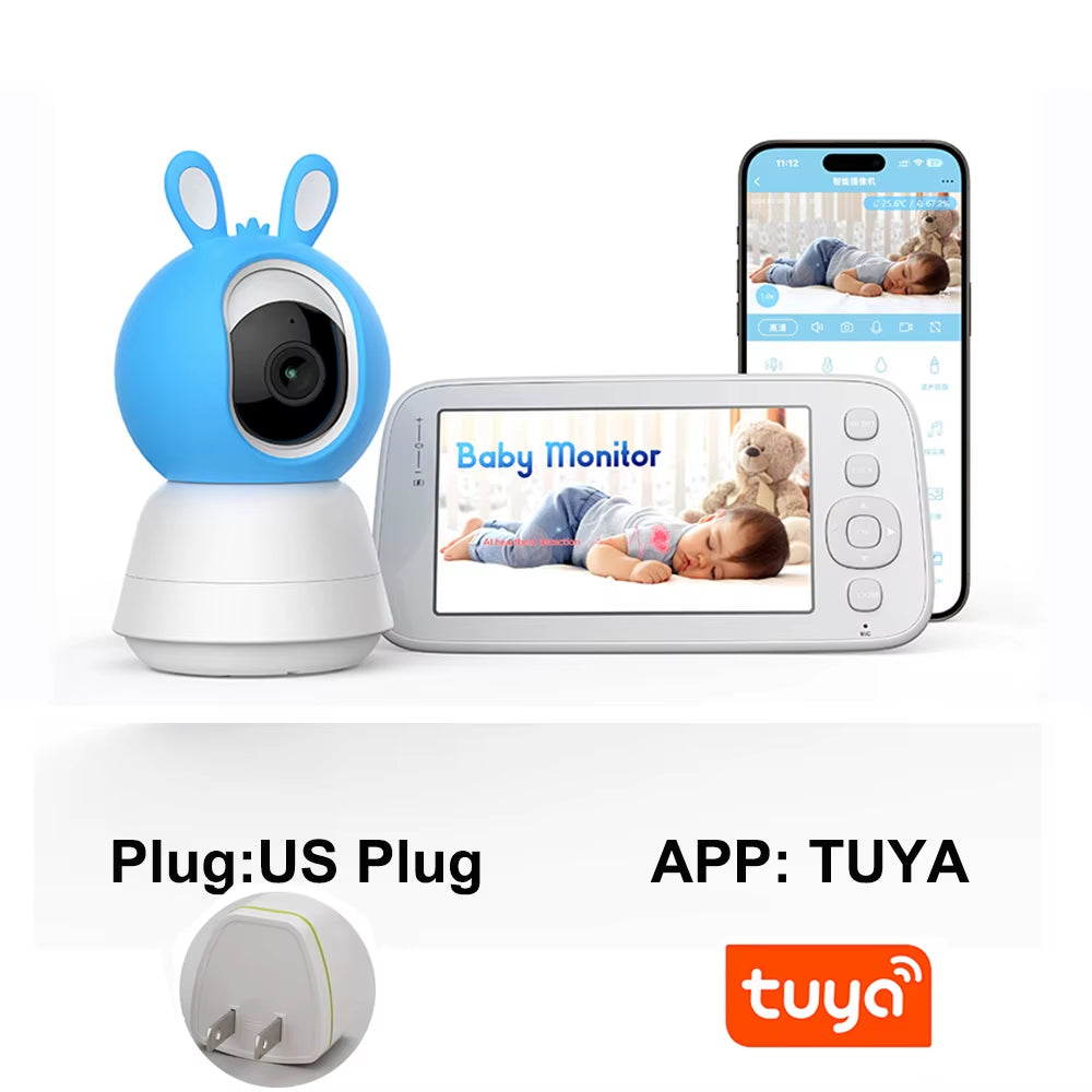 Ultimate 2K 4MP Smart Baby Monitor - 5-Inch Portable Display, APP Control, Cry Detection & Night Vision!