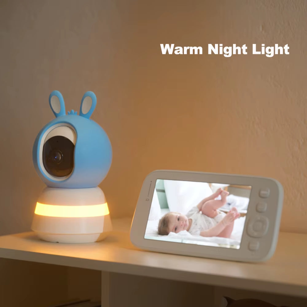 Ultimate 2K 4MP Smart Baby Monitor - 5-Inch Portable Display, APP Control, Cry Detection & Night Vision!